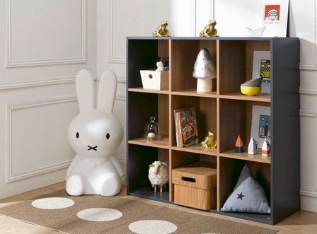 Etagère 9 cases bois anthracite et merisier clair Multicases