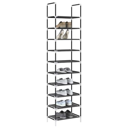 Étagère à chaussures 10 niveaux 44x28x180 cm tissu non-tissé