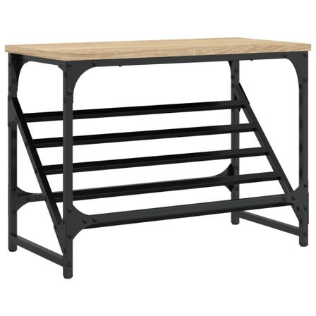 Étagère à chaussures acier noir et bois Muria L 60 x H 45 x P 30 cm – Elégance et fonctionnalité