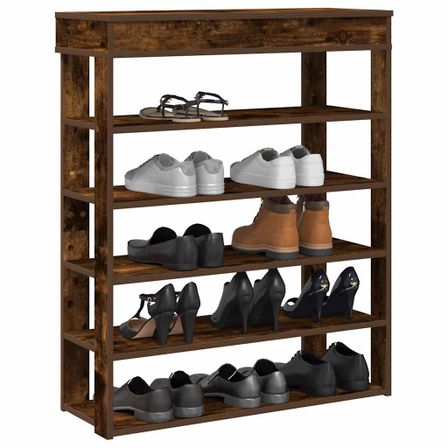 Étagère à chaussures chêne fumé 80x30x98 cm bois d'ingénierie