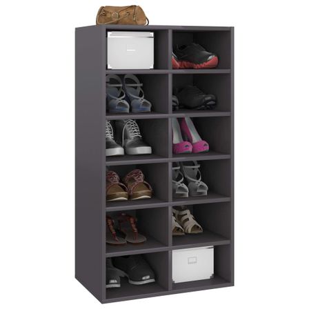 Étagère haute à chaussures en bois Nikita L 54 x H 100 cm - Rangement 11 niveaux