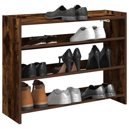 Étagère à chaussures en bois Manda L 80 x H 62 cm - Rangement 3 niveaux