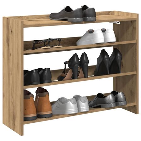 Étagère à chaussures en bois Manda L 80 x H 62 cm - Rangement 3 niveaux