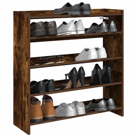 Étagère à chaussures en bois Manda L 80 x H 81 cm - Rangement 5 niveaux