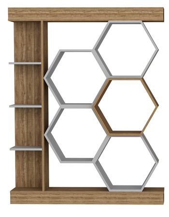 Étagère à livres Bibliothèque bois noyer et blanc Sulano 140 cm