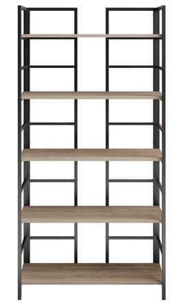 Étagère à livres Bibliothèque bois noyer et métal noir Katura 90 cm