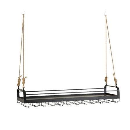 Etagère à verres suspendue métal noir Verde