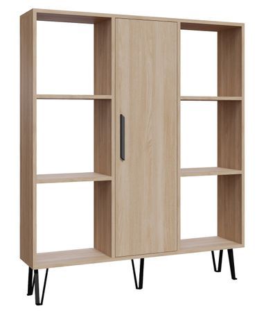 Étagère bibliothèque 1 porte bois clair Mory 120 cm