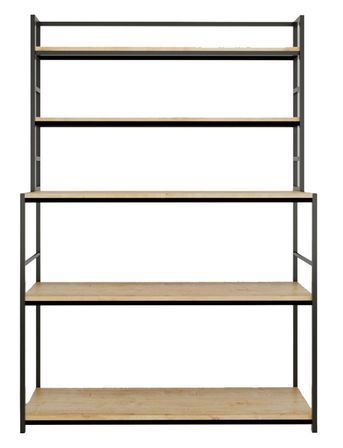 Étagère bibliothèque bois clair et métal noir Klark 120 cm