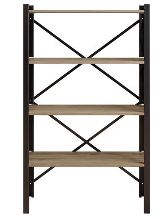 Étagère bibliothèque bois clair et métal noir Orika 90 cm