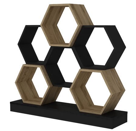 Étagère bibliothèque design bois noir et marron clair Okito 120 cm