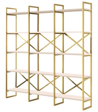 Etagère bibliothèque en métal doré et bois blanc Looka 170 cm