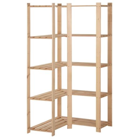 Étagère d'angle de rangement 5 niveaux 82,5x82,5x170 cm Pin