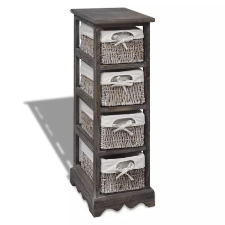 Étagère de rangement Bois Marron 4 paniers en tissage