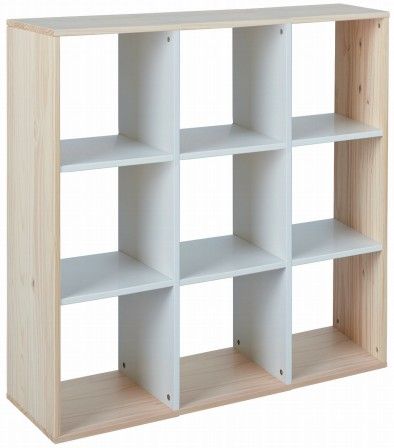 Étagère de séparation 9 cases pin massif clair et blanc Meeja