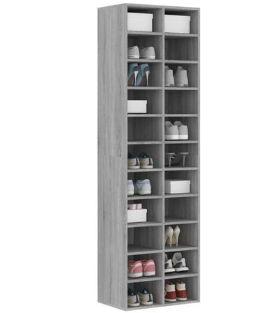 Étagère haute à chaussures en bois Nikita L 54 x H 183 cm - Rangement 6 niveaux