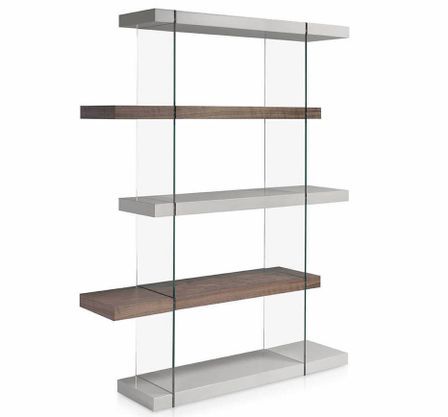 Étagère moderne bois noyer et bois laqué Roma