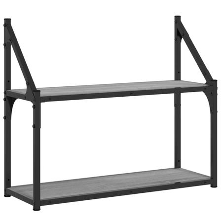 Étagère murale 2 niveaux sonoma gris 60x21x51 cm