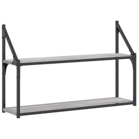 Étagère murale 2 niveaux sonoma gris 80x21x51 cm