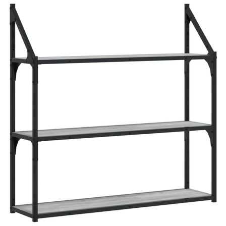 Étagère murale 3 niveaux sonoma gris 80x21x78,5 cm