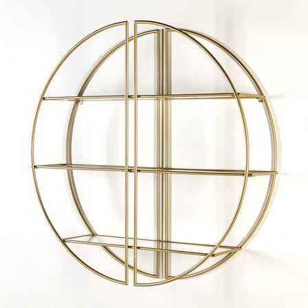 Étagère murale 3 plateaux verre trempé et métal doré