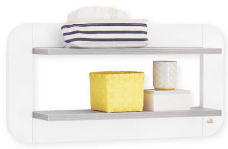 Etagère murale bébé laqué blanc et frêne gris Curve