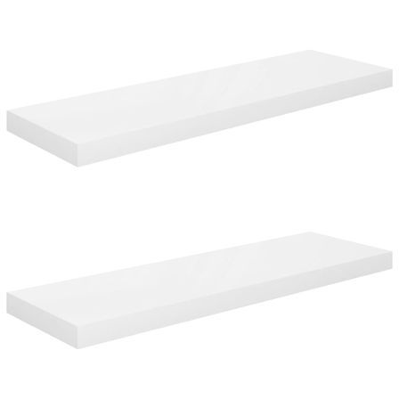 Étagère murale flottante 2 pcs Blanc brillant 80x23,5x3,8cm MDF
