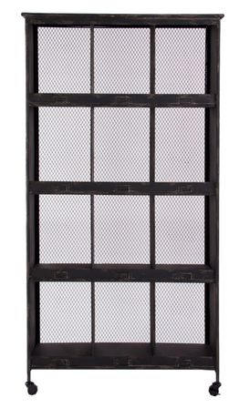 Étagère ouverte métal noir à casiers sur roues industrielle Akelia