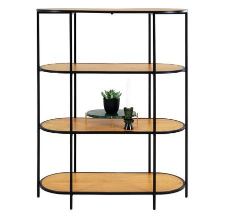 Etagère ovale VITA - Bois naturel ou métal noir