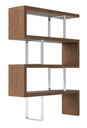 Etagère placage noyer et acier chromé 3 niveaux Hady 130 cm