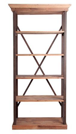 Etagère style industriel sapin massif clair et métal vieilli noir Entreky