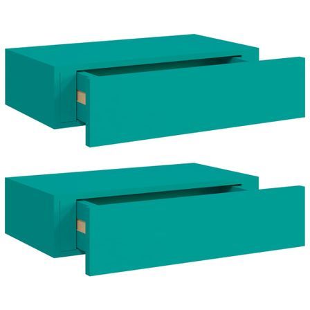 Étagères à tiroirs murales 2 pcs Bleu 40x23,5x10cm MDF