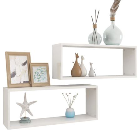 Étagères cube murales 2 pcs Blanc brillant 60x15x23cm