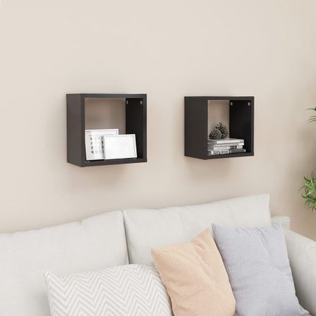 Étagères cube murales 2 pcs Gris 26x15x26 cm