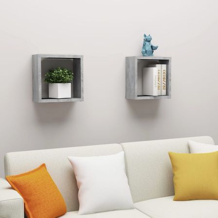 Étagères cube murales 2 pcs Gris béton 30x15x30 cm