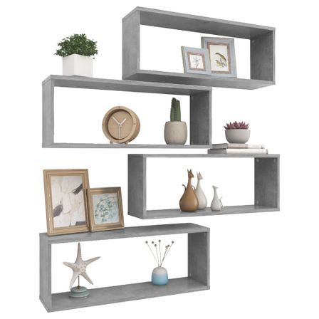 Étagères cube murales 4 pcs Gris béton 60x15x23 cm