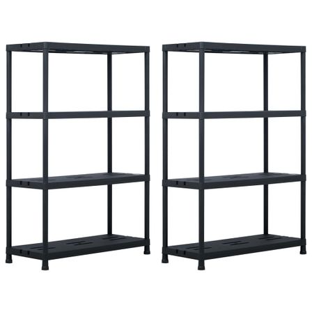 Étagères de rangement 2 pcs Noir 220 kg 90x40x138 cm Plastique