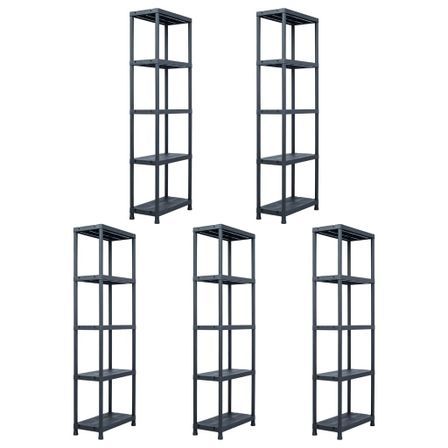 Étagères de rangement 5 pcs Noir 125 kg 60x30x180 cm Plastique