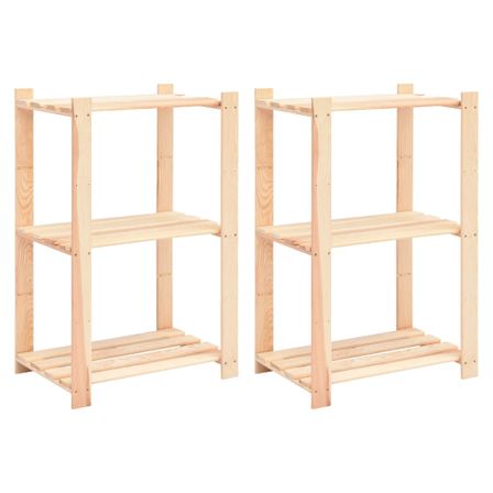 Étagères de rangement à 3 niveaux 2 pcs 60x38x90 cm Pin 150 kg