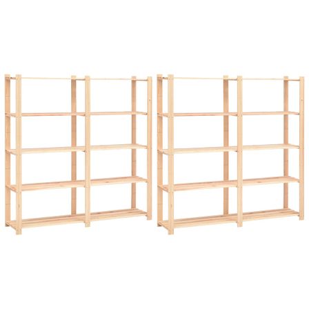 Étagères de rangement à 5 niveaux 2pcs 170x38x170 cm Pin 500 kg