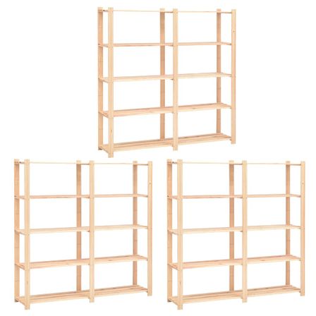 Étagères de rangement à 5 niveaux 3pcs 170x38x170 cm Pin 500 kg