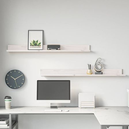 Étagères murales 2 pcs Blanc 110x11x9 cm Bois de pin massif