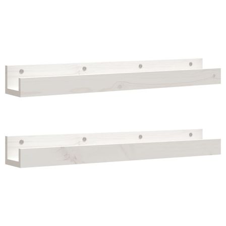 Étagères murales 2 pcs Blanc 80x12x9 cm Bois de pin massif
