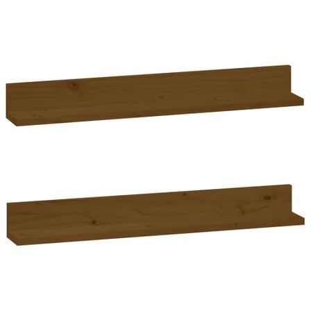 Étagères murales 2 pcs Marron miel 80x11x9cm Bois de pin massif