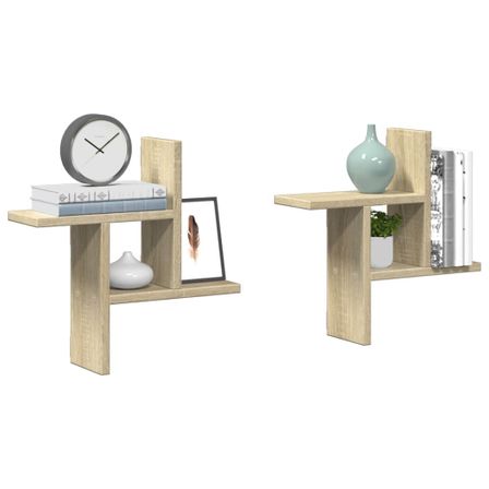 Étagères murales 2pcs chêne sonoma 38x12x38cm bois d'ingénierie