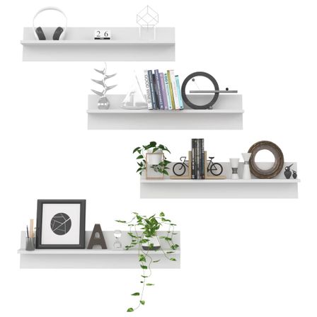 Étagères murales 4 pcs Blanc 80x11,5x18 cm