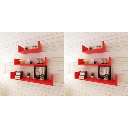 Étagères murales 6 pcs Rouge