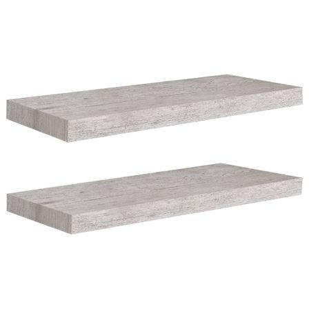 Étagères murales flottantes 2 pcs Gris béton 60x23,5x3,8 cm MDF