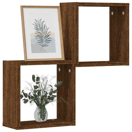 Étagères murales sous forme cube 2 pcs chêne marron 30x15x30cm