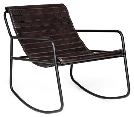 Fauteuil à bascule en cuir noir Karima